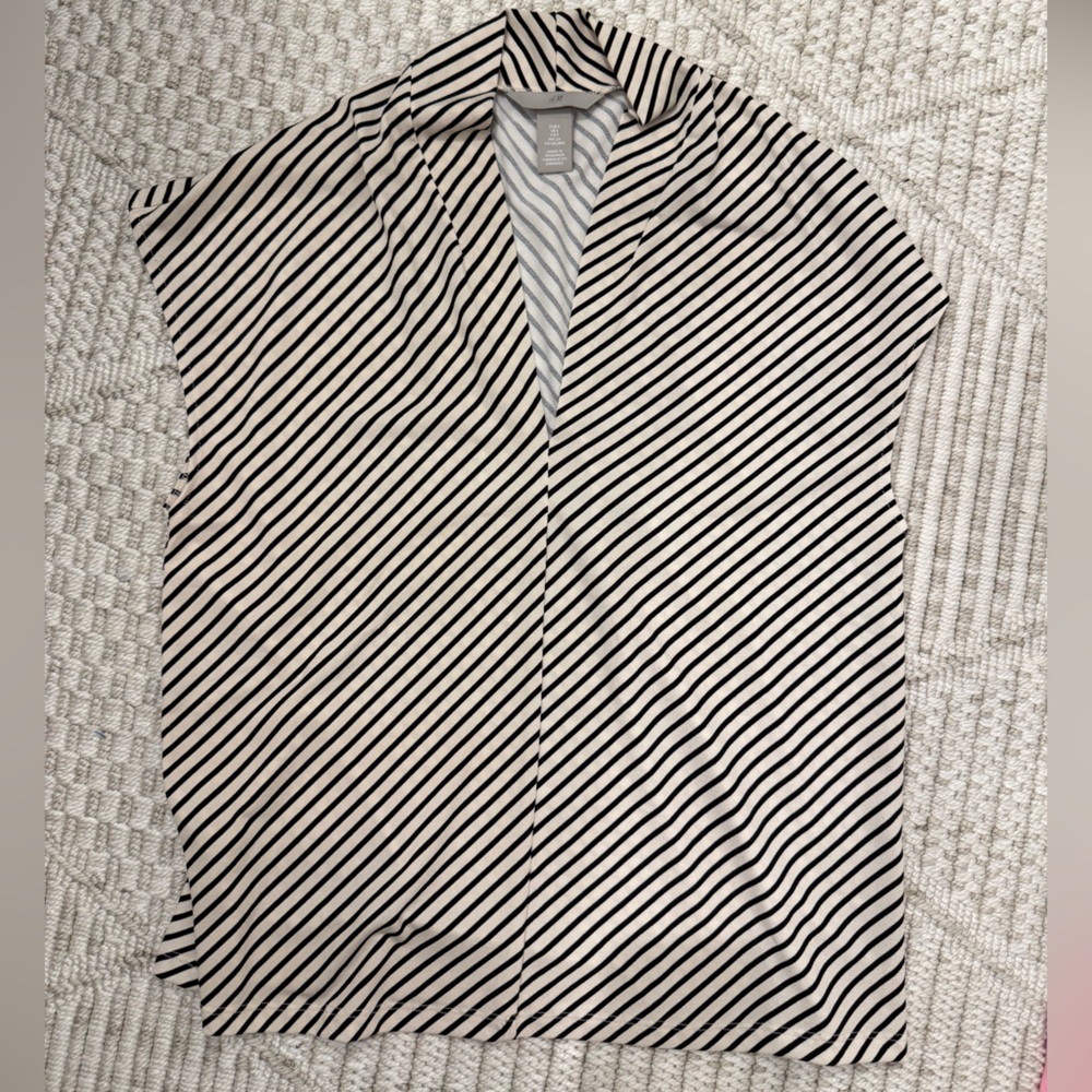 H&M Cream and Black Striped Blouse